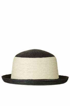 Topshop Straw colour block bowler hat