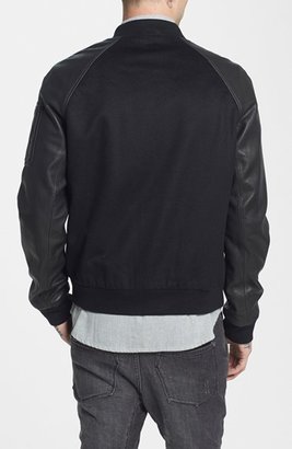 Rogue Wool Bomber Jacket with Leather Sleeves