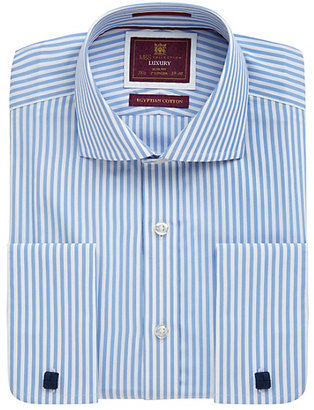 Marks and Spencer M&s Collection Luxury 2in Longer Pure Egyptian Cotton Slim Fit Bengal Striped Shirt