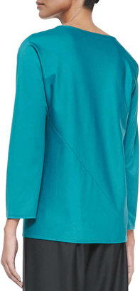 Shamask Long-Sleeve Jersey Spiral Tunic T-Shirt, Teal
