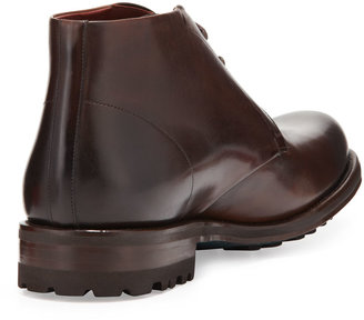 Bergdorf Goodman Hand-Antiqued 2-Eye Leather Chukka Boot, Brown