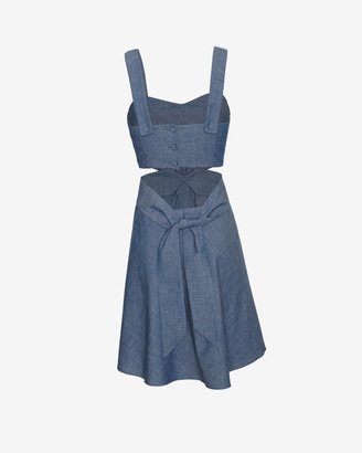Elle Sasson Exclusive Cut Out Waist Chambray Dress