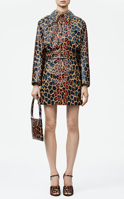 Christopher Kane High Waisted Leopard Print Leather Skirt