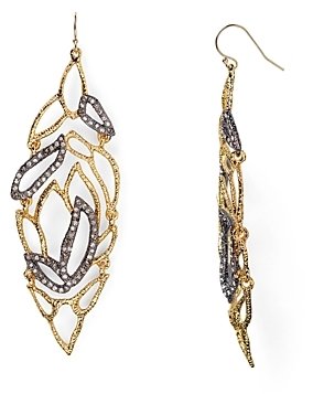 Alexis Bittar Crystal Embellished Lacy Leaf Wire Earrings