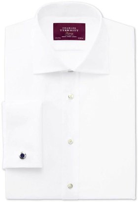 Charles Tyrwhitt Classic fit semi-spread collar luxury twill white shirt