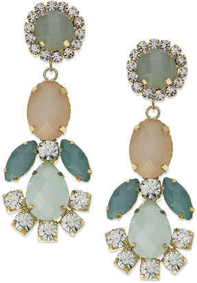 Bar III Gold-Tone Multi-Color Stone and Crystal Cluster Drop Earrings