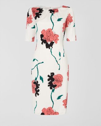 Jaeger Silk Rose Print Dress