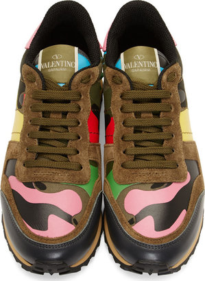 Valentino Olive Drab Psychedelic Camouflage Sneakers
