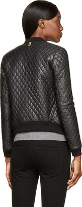 Mackage Black Leather Quilted Rosa Bomber Jacket
