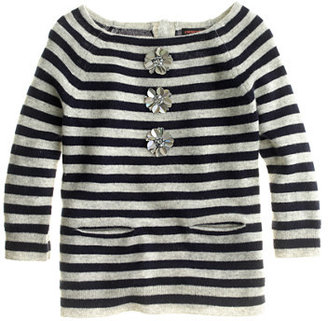 J.Crew Girls' cashmere sweater in embellished stripe