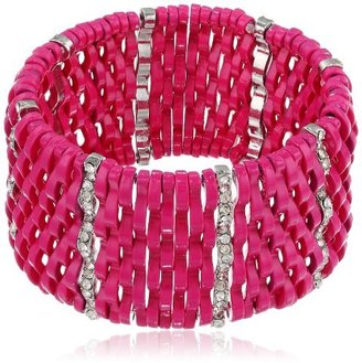 Steve Madden Pink Crystal Stretch Bracelet, 7.5"