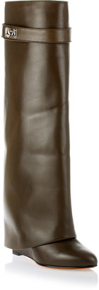 Givenchy Khaki fold-over shark lock knee boot