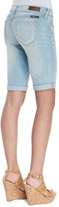 True Religion Savannah Breezy Meadow Light-Wash Cuffed Shorts