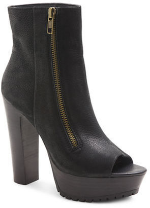 Kensie Jennica Leather Peep Toe Platform Ankle Boots