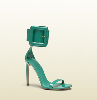 Gucci Victoire Ankle-Strap Sandal With Squared Buckle