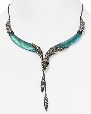 Alexis Bittar Lucite & Crystal Lace Snake Collar Necklace, 16