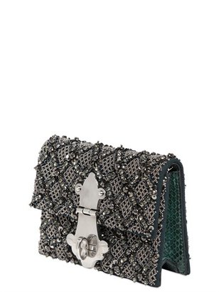Dolce & Gabbana Lucrezia Embellished Wool Crepe Clutch