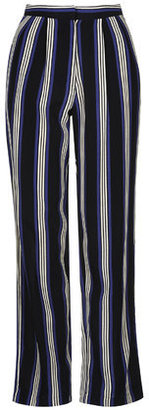 Topshop Womens Striped Wide Leg Trousers - Blue