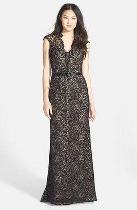 Mikael AGHAL Eyelash Lace Belted Gown