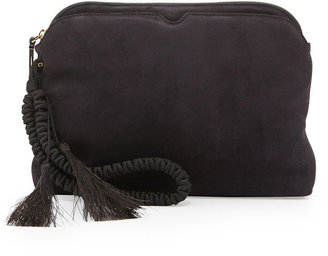 The Row Suede Wristlet Clutch Bag with Horsehair Tassels, Navy