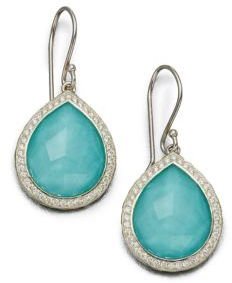 Ippolita Stella Turquoise, Clear Quartz, Diamond & Sterling Silver Doublet Teardrop Earrings