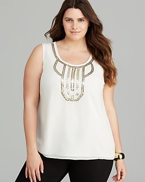 Vince Camuto Plus Sleeveless Embellished Top