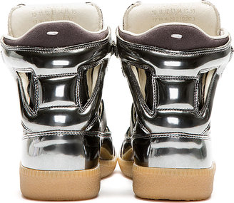 Maison Martin Margiela 7812 Maison Martin Margiela Pewter & Black Leather Cut Out Sneakers