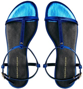 KG by Kurt Geiger Match T-Bar Blue Flat Sandals