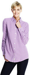Lands' End LandsEnd Women's Flannel Shirt-Bright Iris Gingham,XL