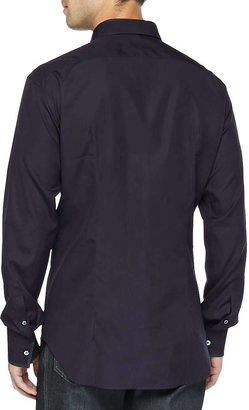 Brioni Long-Sleeve Solid Woven Shirt, Maroon