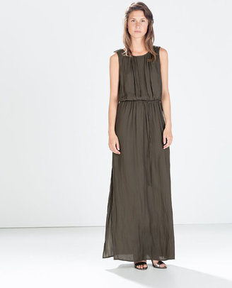 Zara 29489 Pleated Low-Cut Maxi Dress