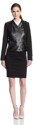 Calvin Klein Women's Faux Leather With Lux Moto Jacket
