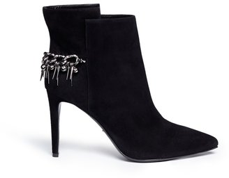 Sergio Rossi Suede spike chain ankle boots
