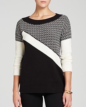 Heather B Asymmetric Color Block Sweater