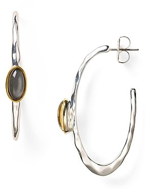 Robert Lee Morris Soho Oval Bead Hammered Sculptural Hoop Earrings