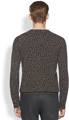 Gucci Leopard Print Knit V-Neck Sweater