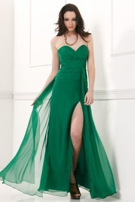 Faviana Strapless High Slit Chiffon Long Evening Gown 6428e