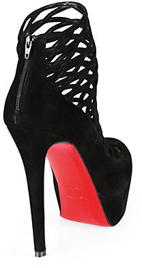 Christian Louboutin Berlinissimo Suede Cage Platform Ankle Boots