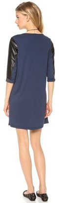 C&C California 3/4 Sleeve Dress with Faux Leather