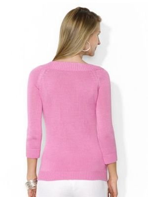 Lauren Ralph Lauren Mercerized Cotton V-Neck Sweater