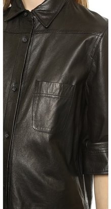 Vince Leather Button Down Shirt