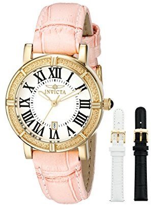 Invicta Women's 13968 Wildflower Gold-Tone Stainless Steel Watch with Two Additional Straps