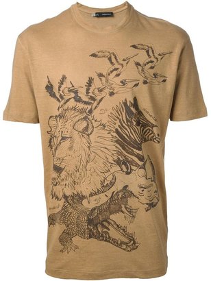 DSquared 1090 DSQUARED2 animal print t-shirt
