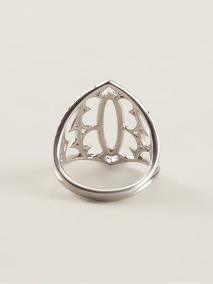 Loree Rodkin White Gold And Grey Diamond Pavé Shield Ring