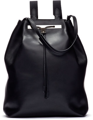 The Row Backpack 10 Grained Leather Drawstring Hobo Bag, Black