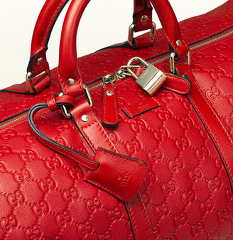 Gucci Red Guccissima Leather Carry-On Duffel Bag