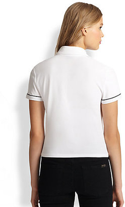 Alice + Olivia Miller Cropped Cotton Polo Shirt