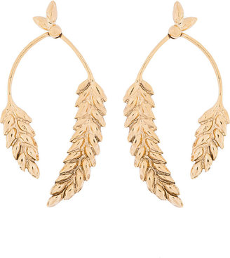 Aurélie Bidermann Gold Plated Wheat Head Articulated Pendent Earrings
