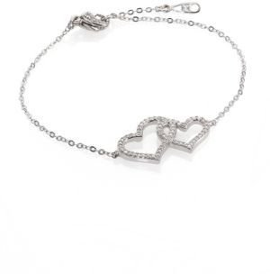 Adriana Orsini Double Heart Pavé & Sterling Silver Bracelet