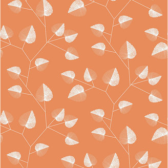 Habitat Trail Leaf Printed Wallpaper - Orange